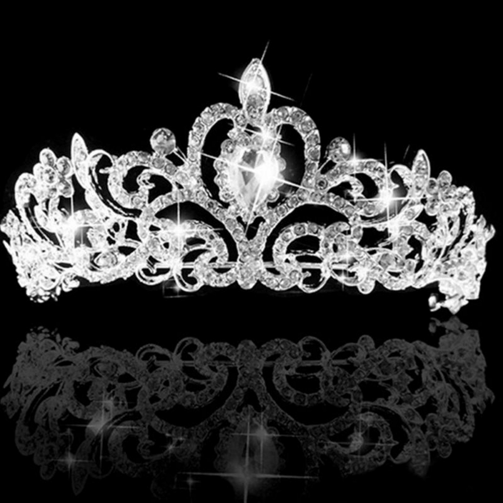 Kristall bröllop hår krona tiara  - 5