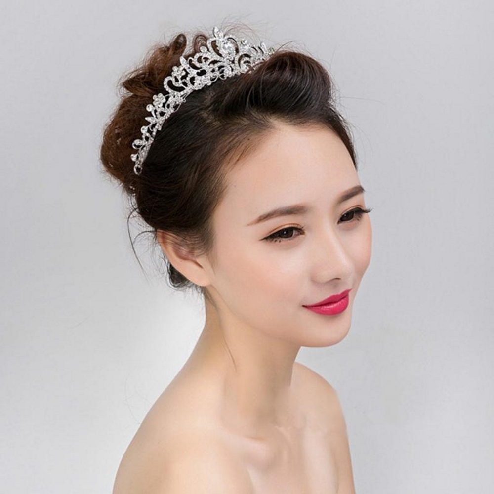 Kristall bröllop hår krona tiara  - 6