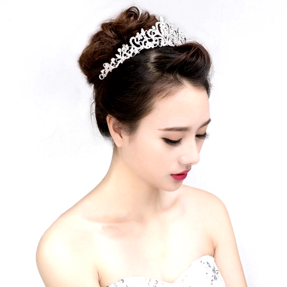 Kristall bröllop hår krona tiara  - 3