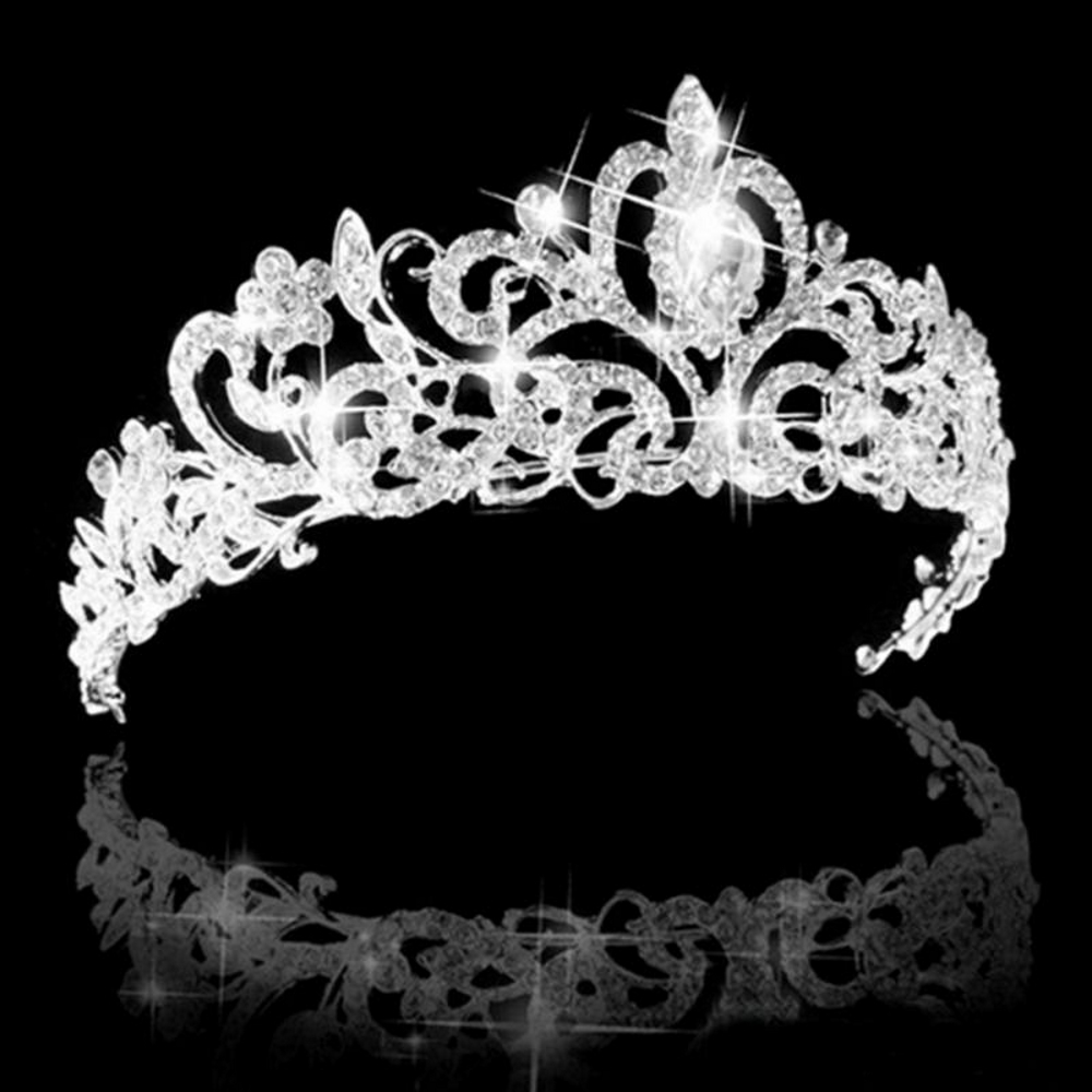 Kristall bröllop hår krona tiara  - 4