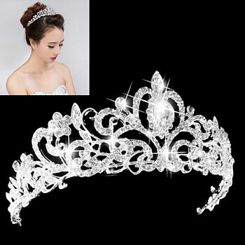 Kristall bröllop hår krona tiara 