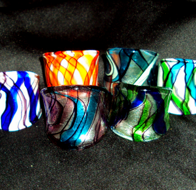 RING glas Murano  3st pack mix