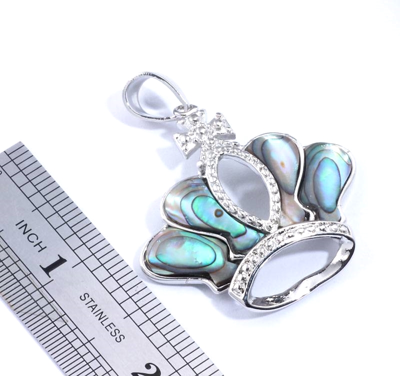 Silver filled  Hänge Natural abalone skal - 2