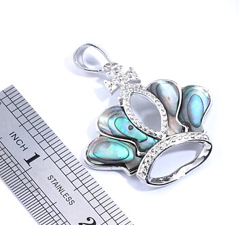 Silver filled  Hänge Natural abalone skal