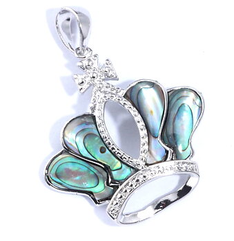 Silver filled  Hänge Natural abalone skal