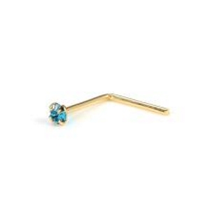 9K guld L-formad kristall Nose Piercing - 4