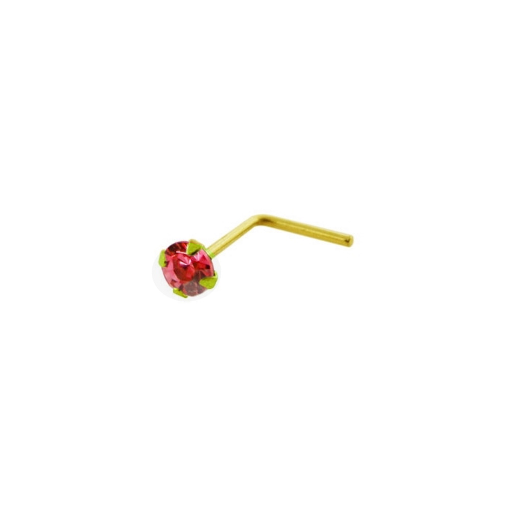 9K guld L-formad kristall Nose Piercing