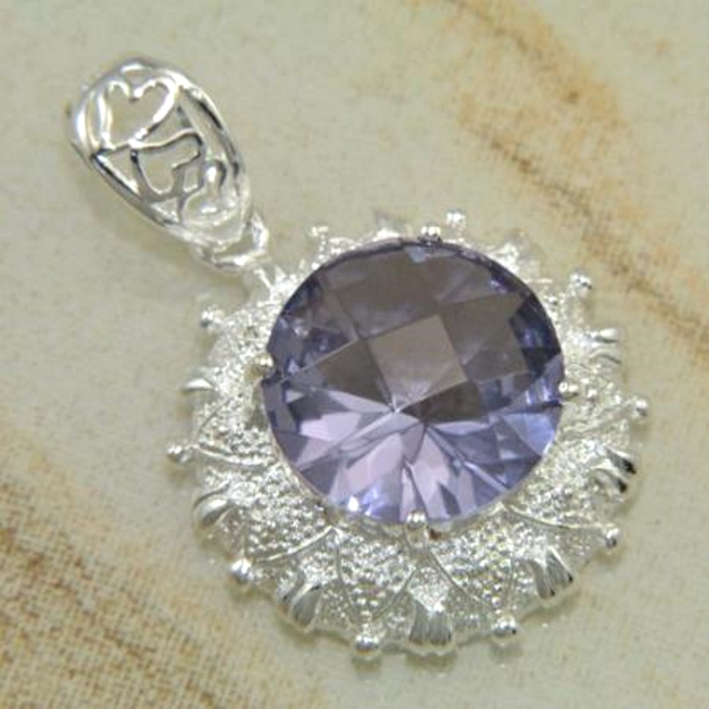 Silver amethyst GEMSTONE SILVER PENDANT