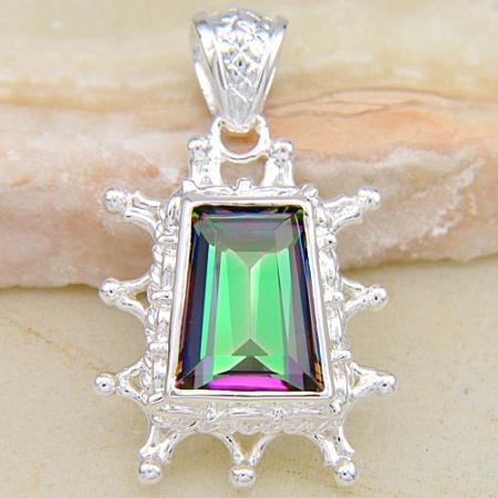 Rainbow colored topaz pendant
