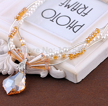 18K Vitguld Filled HALSBAND Österrikiska Kristall