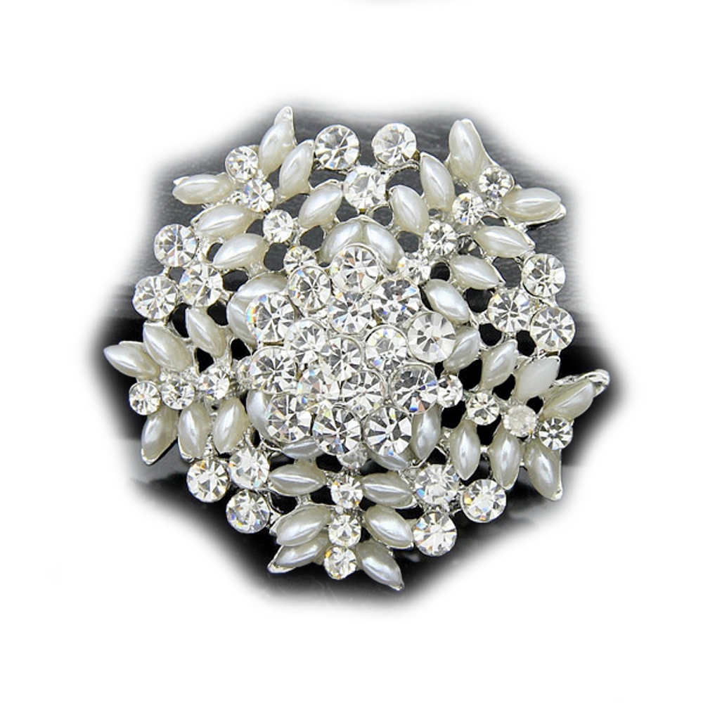 Brooch Crystal Pearl 