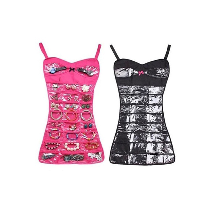 Smycken display hängande örhänge, halsband dubbelsidig smycken förvaring väska display väska