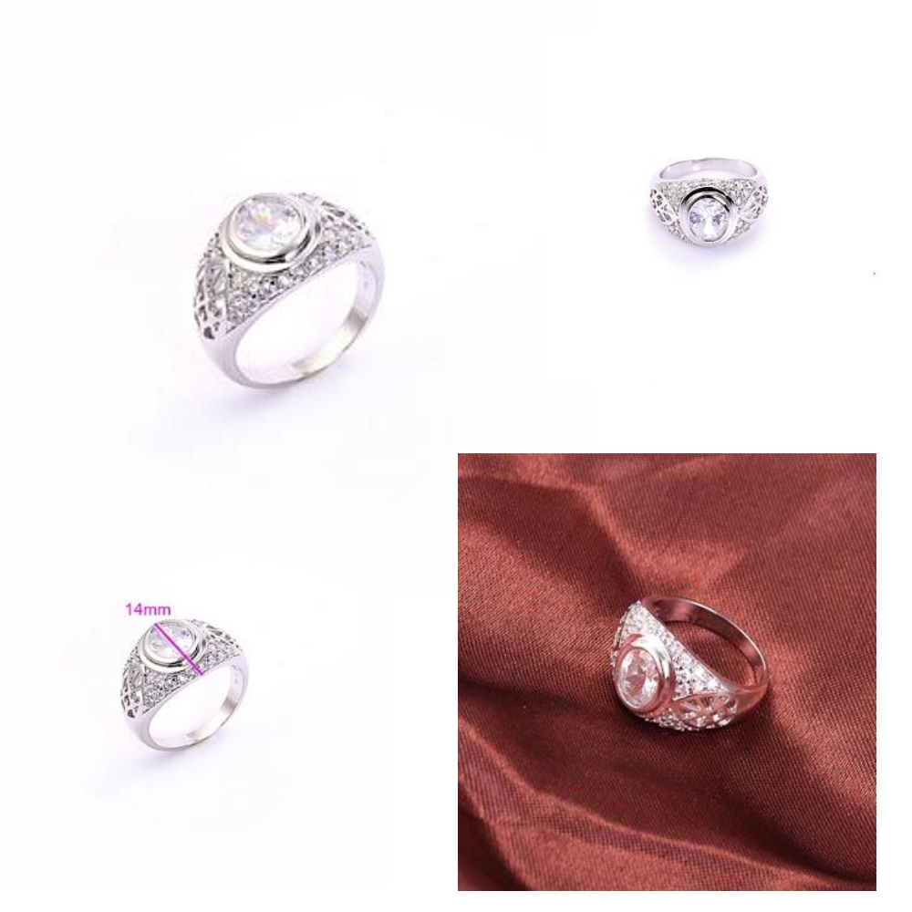 18K White Gold Filled CZ Ring WHITE