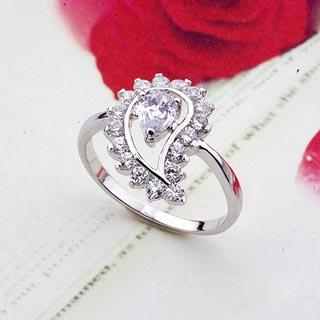 18K White Gold Filled CZ Ring WHITE