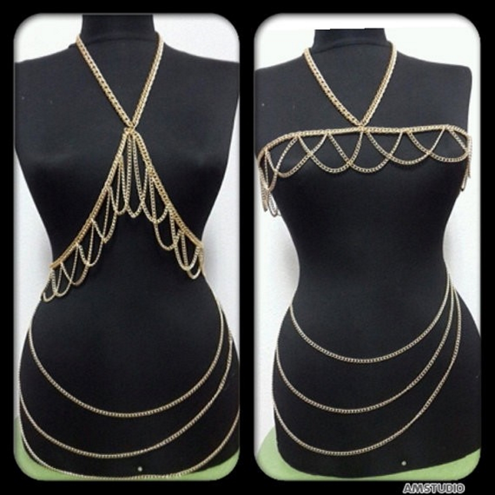 Wedding Necklace Body Chain GOLD