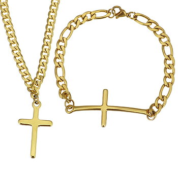 Rostfritt stål halsband + armband