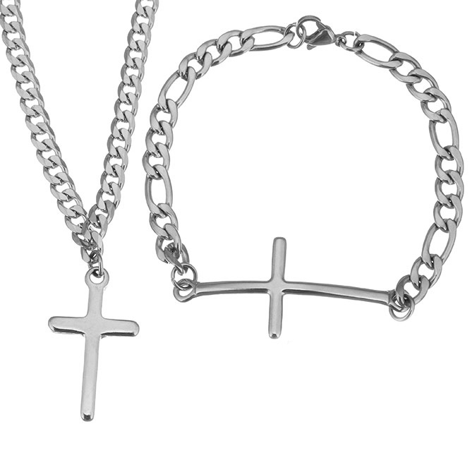 Stainless Steel Necklace + Bracelet 