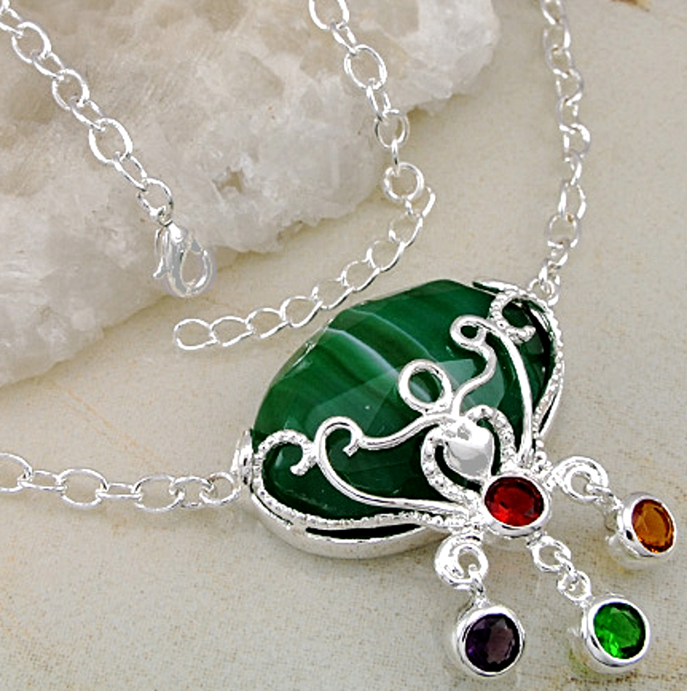 SILVER FASHION JEWELRY AGATE GEMSTONE SILVER NECKLACE 162CTS 18 1/4"