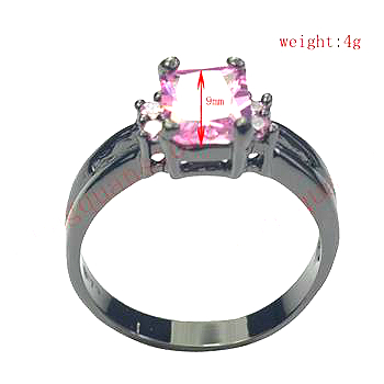 18K BLACK Gold Filled RING Pink Sapphire - 3