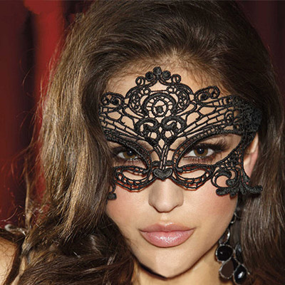 Openwork Lace Veil Mask Sexig svart Prom Party