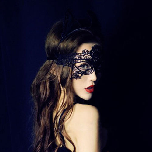 Openwork Lace Veil Mask Sexig svart Prom Party - 4