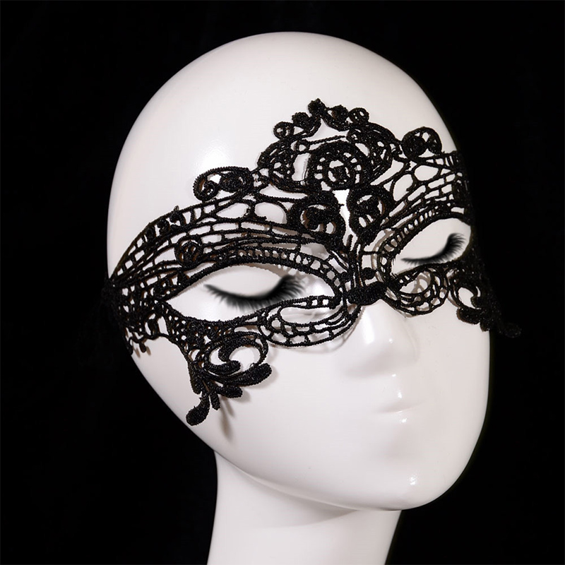 Openwork Lace Veil Mask Sexig svart Prom Party - 6