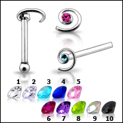 925 Silver ädelsten spole näsa stud