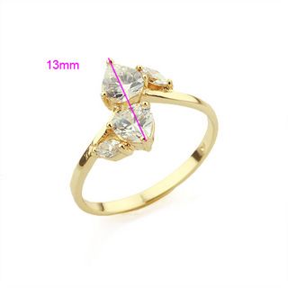 18K Guldfyllda Guld gulddoublé Filled CZ Ring #16 - 3
