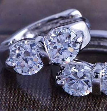 18k WHITE Gold Filled Lady Earrings CZ - 2