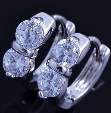 18k WHITE Gold Filled Lady Earrings CZ