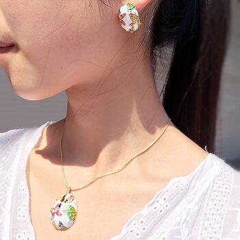 Europe Vintage Enamel Necklace Earrings Jewelry Sets