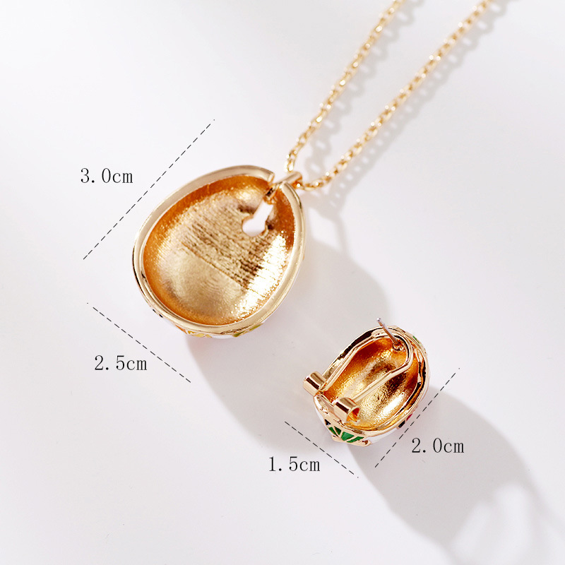 Europe Vintage Enamel Necklace Earrings Jewelry Sets - 5