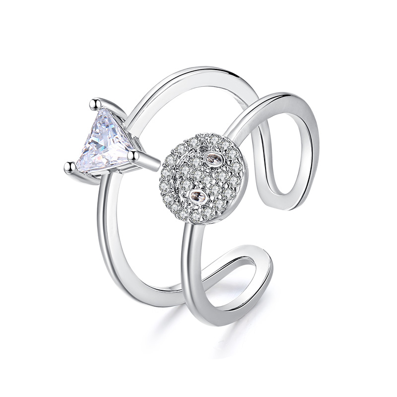 Silverpläterad Ring CZ Justerbar