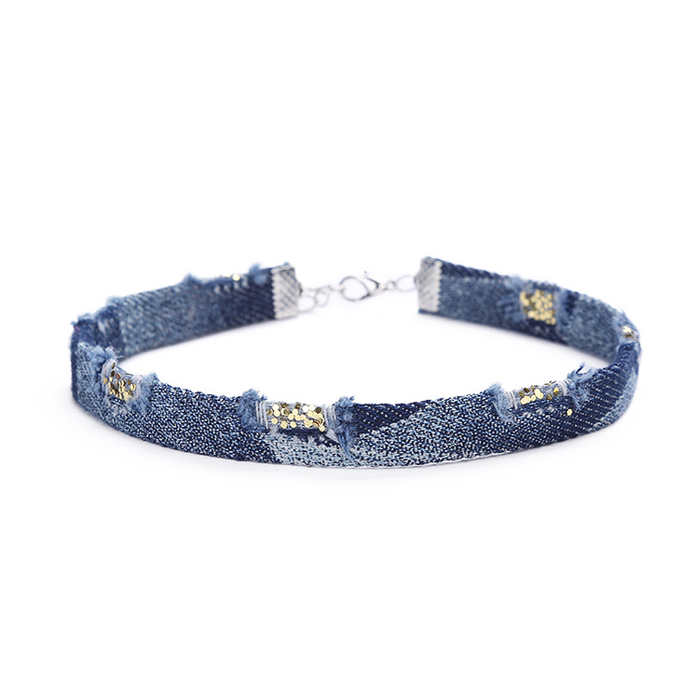 Necklaces Choker Vintage 3Pcs/Set Denim Blue  - 2