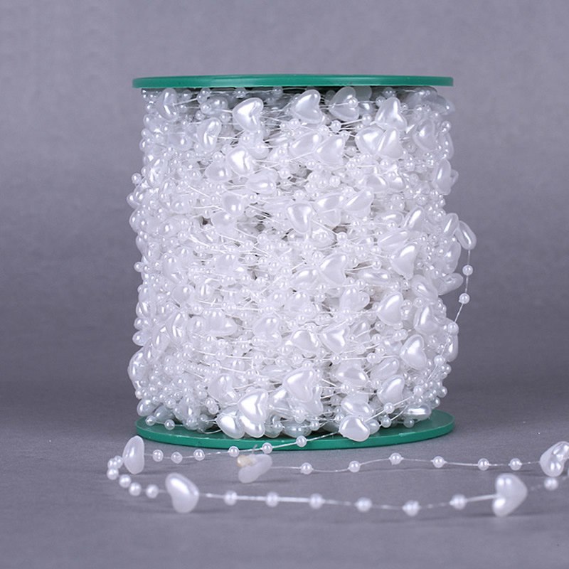 5m artificial Heart pearls chain Wedding decoration hair accessories - 4