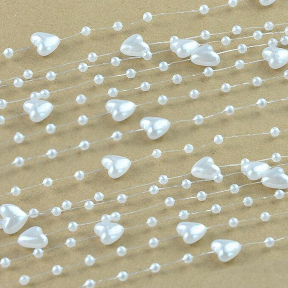 5m artificial Heart pearls chain Wedding decoration hair accessories - 2