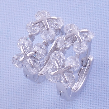 18k WHITE Gold Filled Lady Earrings CZ - 4