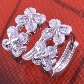 18k WHITE Gold Filled Lady Earrings CZ - 2