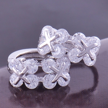 18k WHITE Gold Filled Lady Earrings CZ - 3