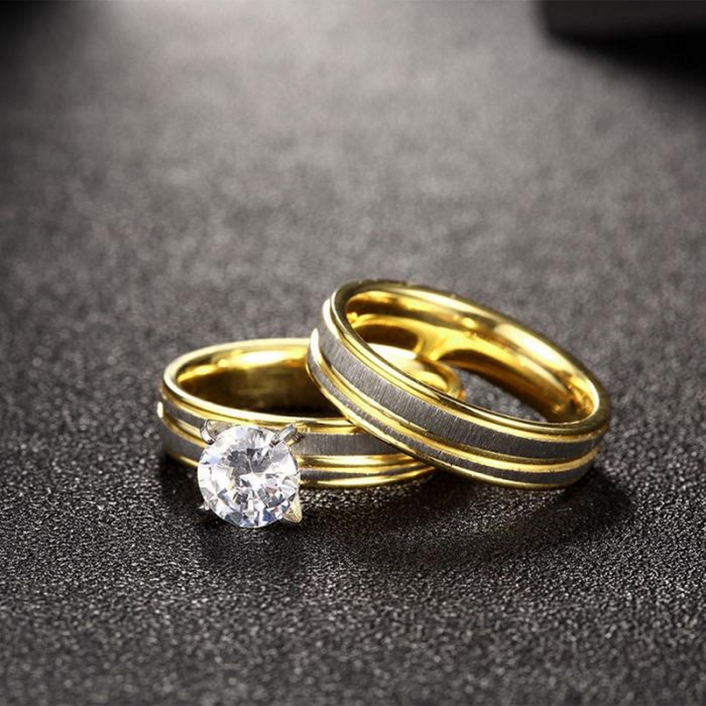 Rostfritt stål ring Förlovningring CZ - 3