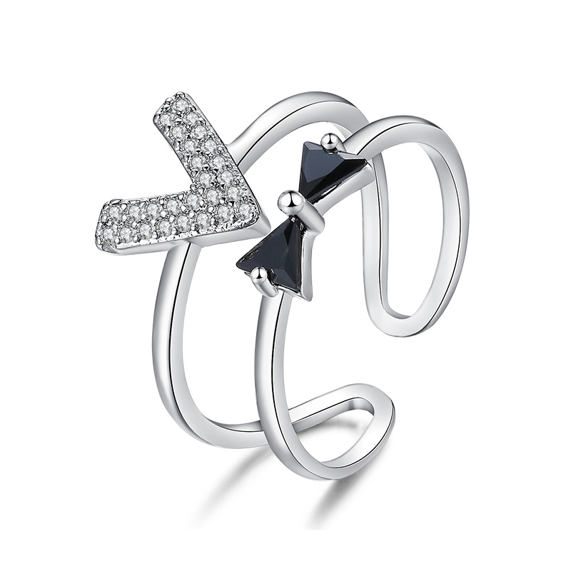 Silverpläterad Ring CZ Justerbar