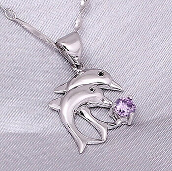 Silver pläterad STRASS Dolphin Silverhänge