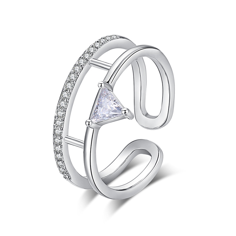 Silverpläterad Ring CZ Justerbar