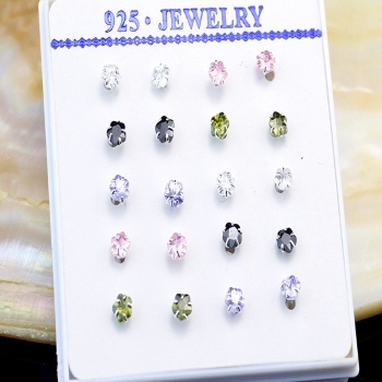 925 Silver CZ Öronpiercingar smycken 1st - 4