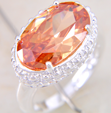 Silver filled CHAMPAGNE QUARTZ ädelsten ring SILVER 32.5CT storlek 17,5