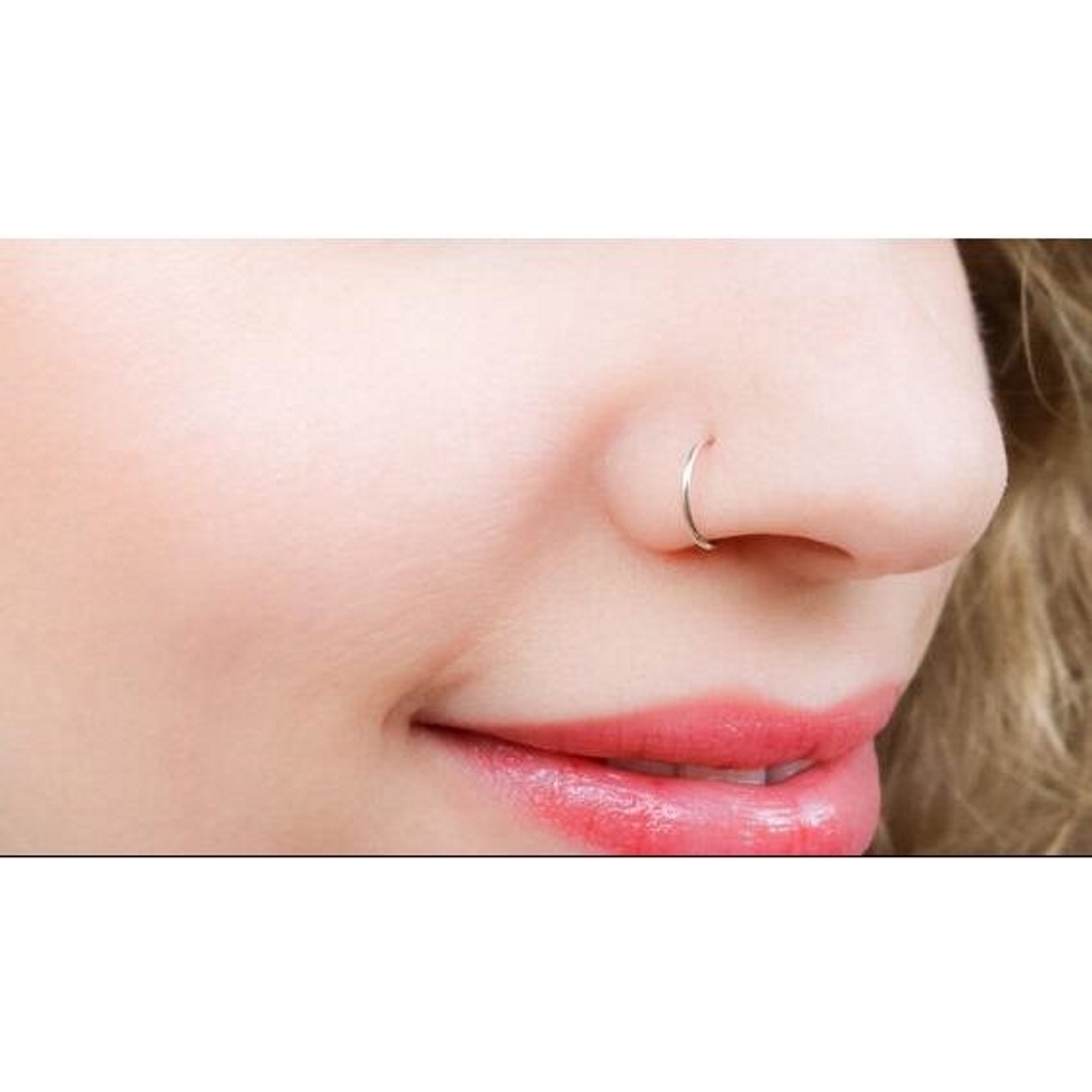 925 Sterling silver gold nose pin bone stud nose piercing 8mm/0,65mm SILVER/GOLD/ROSE - 4
