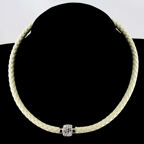 Leather Punk Magnetic Rhinestone Buckle necklace, double Bracelet  - 2