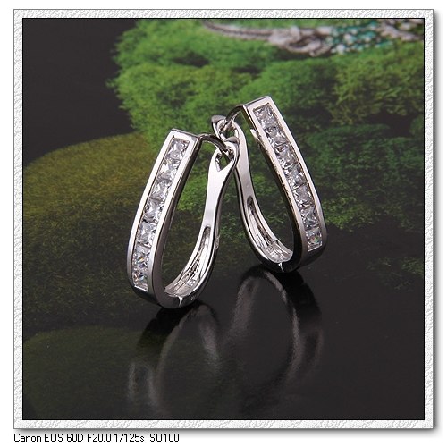 18k WHITE Gold Filled Lady Earrings CZ - 4