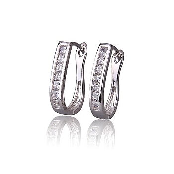 18k WHITE Gold Filled Lady Earrings CZ
