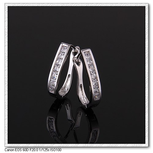 18k WHITE Gold Filled Lady Earrings CZ - 2